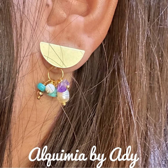 Alquimia Gold and Multicolor gemstones Earrings - Picture 1 of 1